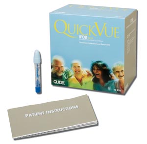 Kit Specimen Collection & Return iFOB QuickVue®: Collection Tube w/2mL FOB Buffer, 1 Collection Paper w/adhesive, 1 Pouch, 1 Absorbent Sleeve, 1 Return Mail Pouch & 1 Patient Instructions (10/KT) by Quidel Corporation  ID 20196